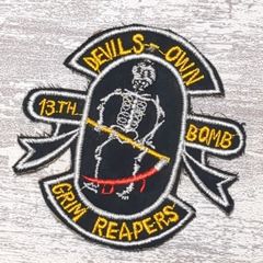DC58 スカル ドクロ 骸骨 ベトナム 戦争 ワッペン GRIM REAPERS 死神 13th BOMB 刺繍 米軍 サバゲー カスタム 古着 青