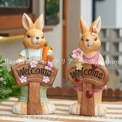 ガーデンオブジェ うさぎ ウェルカムサイン 高強度酸化マグネシウム 置物 ウサギ ラビット 兎 ガーデンオーナメント アニマル ガーデニング 雑貨 ガーデン雑貨 ガーデンインテリア ガーデン インテリア 庭の装飾 お洒落 おしゃれ 8-14