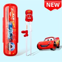 ✨新品✨カーズ ライトニングマックィーン 子供用トレーニング箸 練習用 キッズ お箸セット 初心者 右利き 2〜6歳 入園 入学 プレゼント 食洗機対応 プラスチック製 ケース付き 3Dデザイン
