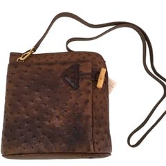 ショルダーバッグ　ハンドバッグ　オーストリッチ　茶　ブラウン　2WAY