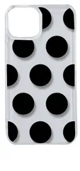 【新品未使用】iPhone14 アイフォン14 クリア ハードケース ドット柄 水玉 (ブラック) スマホケース カバー cl-ip14-dotbig-03