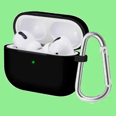 【在庫処分】落下防止 耐衝撃 全面保護カバー シリコンケース 装着充電可能 用 防水 用 防塵 プロ エアーポッズ カラビナ付き (2024/2023/2022/2019) AirPods AirPods ケース Pro用のケース Pro2 (ブラック) Pr