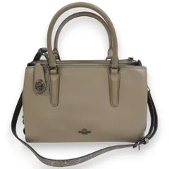 新品同様 COACH コーチ ブルックリン キャリーオール レザー 2way ハンドバッグ ショルダーバッグ 58437 ベージュ系 レディース 古着 中古 USED