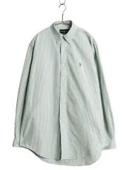 【お得なクーポン配布中!】 90s ラルフローレン ストライプ 長袖 ボタンダウン シャツ メンズ M 程 オールド ポロ オックスフォード コットン ワンポイント ワイシャツ