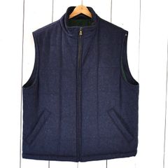 4TL022】美品 ブルックスブラザーズ フルジップアップ 中綿スタンドカラー ベスト L 濃紺 襟元生地切替しコーデュロイ仕様 22070-62【中古】【メンズビジネス】202412