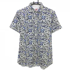 マスターバニー 半袖ポロシャツ ブルー×アイボリー 花柄  メンズ 4(M) ゴルフウェア MASTER BUNNY EDITION