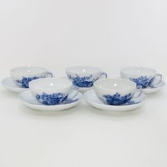 ロイヤルコペンハーゲン カップ&ソーサー■ブルーフラワー カーブ Royal Copenhagen C&S 洋食器 5客セット 1級品 美品