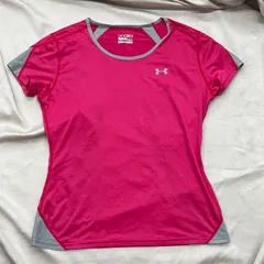 UNDER ARMOUR アンダーアーマー　半袖 Tシャツ　L heatgear スポーツ　トレーニング ウェア　ピンク　メッシュ　夏　フィット　ジム　運動