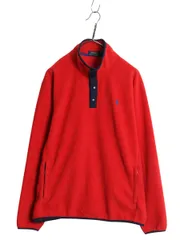 【お得なクーポン配布中!】 ポロ ラルフローレン フリース プルオーバー ジャケット メンズ L / ハイネック スナップ ワンポイント ブルゾン ジャンパー ゆったり 赤