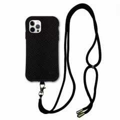 [iPhone14 Pro] スマホショルダー付 iPhone16 i-coronケース アイフォン 15 Pro 15 Plus SE 第2世代 第3世代 スマホケース 保護カバー 耐衝撃 カーボン風 斜め模様 ブラック