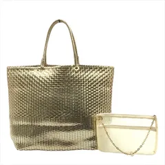 良品 ANTEPRIMA アンテプリマ ラインストーン チャーム ポーチ付き ワイヤー トート バッグ ゴールド k4642