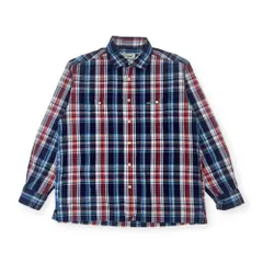 Crocodile クロコダイル チェック 長袖シャツ LL/ブルー×レッド系 メンズ