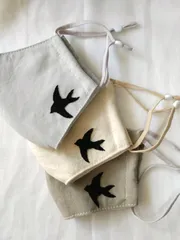 刺繍入り布マスク【ツバメ】ハンドメイド