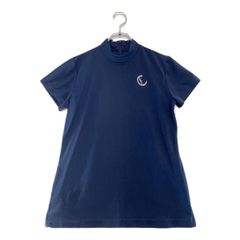中古 レディース キャロウェイ Callaway 半袖シャツ L 紺 ネイビー モックネック レッドレーベル ストライプ