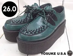 中古【ヨースケ】2818031 厚底 レースアップシューズ グリーン 26㎝ 241029W015