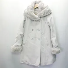 □ MAJESTIC LEGON マジェスティックレゴン ファー 長袖 コート サイズM ライトグレー レディース E  【1407180037007】