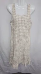 ◇ ⊇ MAJESTIC LEGON チェック ラメ ツイード ロング ワンピース サイズM ホワイト系 レディース E  【1410100009213】