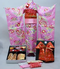 七五三 七歳 女児 着物フルセット 合繊 豪華絢爛 結び帯 祝着 7歳 7才 七才 女の子 NO40540