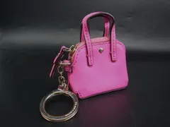 ■美品■ kate spade ケイトスペード レザー バッグモチーフ キーホルダー キーリング バッグチャーム マゼンタピンク系 DJ6822