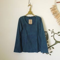 asana ヘンプコットン 厚手 フレアースリーブ●草木染めマンゴーインディゴ