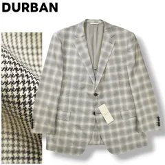 【新品未使用】 【タグ付き】 日本製 ダーバン オーパス DURBAN OPUS シルク混 2B シングル テーラード ジャケット ノッチドラペル サイドベンツ 背抜き 4L 千鳥格子柄 ホワイト x ブラック x グレー フォーマル ビジカジ 紳士 メンズ