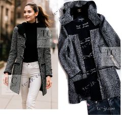 シャネル スカート CHANEL ライト グレー ミント コットン ウール  