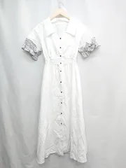 ◇ ⊂ dazzlin ダズリン 袖口フリルデザイン 半袖 膝下丈 ワンピース サイズF ホワイト系 レディース E  【1504210002025】