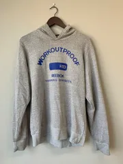 M8014 Reebok リーボック フード付き 長袖パーカー スウェット トレーナー　グレー　Lサイズ　プリント　ロゴ　メンズ　　スポーツ