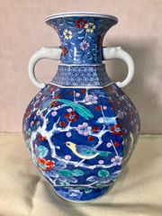 ⭕️ 有田焼 花舟作 色絵 柘榴 花瓶 飾り壺 花器 柿右衛門 今右衛門 古