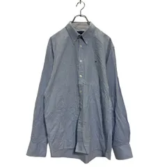 TOMMY HILFIGER 長袖 無地シャツ L ライトブルー トミーヒルフィガー ボタンダウン ワンポイントロゴ 古着卸 アメリカ仕入 a604-7341