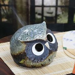 J18］フクロウ 石彫り 香炉 インテリア 茶香炉 御影石？ | Mercari