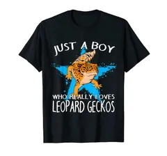 レオパード・ゲッコーが大好きな男の子です。トカゲ 爬虫類 ヒョウモントカゲモドキ Tシャツ