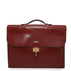 エルメス ビジネスバッグ サックアデペッシュ ルージュアッシュ/ゴールド金具 ボックスカーフ 〇Z刻印 メンズ ハンドバッグ ソルド品