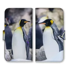 iPhone14Pro ケース 手帳型 アイフォン14 プロ スマホケース 携帯ケース ペンギン 王様ペンギン オウサマペンギン コウテイ 動物 アニマル 写真 可愛い かわいい ブルー カラー02