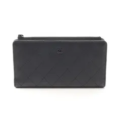 シャネル CHANEL 二つ折り長財布 ワイルドステッチ AP3884 ブラック レザー マトラッセ ZIP長財布 レディース Used Bのサムネイル
