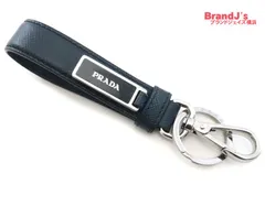 PRADA【極美品】フィアーノレザー ブラック キーリング キーホルダー ブラック サフィアーノレザー キーリング | PRADA