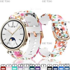 女性用シリコンウォッチバンド カラープリント オリジナルバンド ロマンチック クラシック 女の子 Huawei gt4 41mm  18mm
