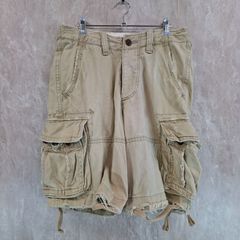 Abercrombie&fitch  アバクロ ダメージ加工 重め 無地 ベージュ  ハーフパンツ カーゴパンツ