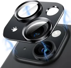 新品 OAproda iPhone15 カメラ保護 iPhone15/15 Plus対応 カメラレンズ 保護 カバー 【アルミ合金+強化ガラス】 9H 耐衝撃 黒縁 露出オーバー防止 曇りなし 粘着性強い 貼りやすい (一枚)