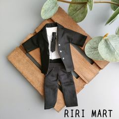 オビツ11　スーツ　ロングジャケット+シャツ+ネクタイ+ボトムス　ねんどろいどどーる　半袖　長袖