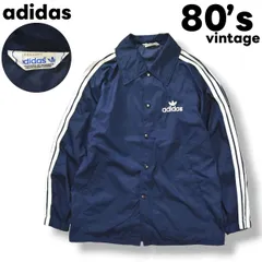 【デサント期】 80s ヴィンテージ アディダス adidas コーチ ジャケット ラグラン トレフォイル ロゴ M ネイビー メンズ