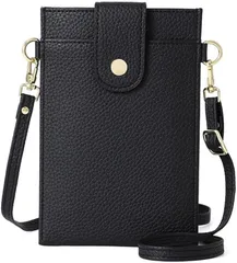 Capprecier スマホポーチ ショルダーバッグ スマホポシェット レディース 斜めがけ サコッシュ 携帯ポーチ 軽量 財布 縦型 かわいい(ブラック)