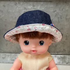 メルちゃんサイズの帽子　濃デニム②