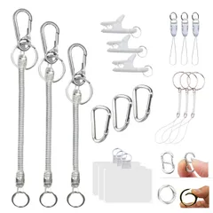 XPデザイン スマホ落下防止 コイルストラップ カールコードストラップ ８種20点セット 高弾性 伸縮式 (クリア透明（８種20点セット）) [クリア透明（８種20点セット）]