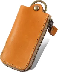 ALLUTHE キーケース メンズ レディース スマートキー対応 革 日本製 スマートキーケース キーホルダー ストラップ付き お揃い ペア 記念日 プレゼント( 01. キャメル)