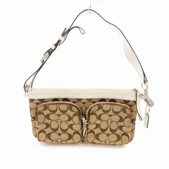 コーチ COACH シグネチャー ハンドバッグ ワンハンドル キャンバス レザートリム ベージュ /UO