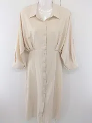 ◇ Girly Doll ガーリードール ウエストリボン 長袖 膝下丈 ワンピース サイズM ベージュ レディース  【中古】 【1205310002136】のサムネイル
