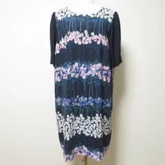 #snc ローズティアラ Rose Tiara ワンピース 46 紺 ピンク 半袖 花柄 大きいサイズ レディース [939281]