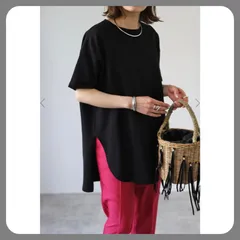 新品タグ付き　コットンサイドスリットTシャツ（半袖）　ブラック　Bonjour sagan