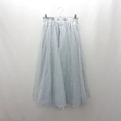 ◇ Θ ◎ tocco closet ウエストゴム チュール素材 膝下丈 フレア スカート サイズM ライトブルー系 レディース E  【1502180065569】